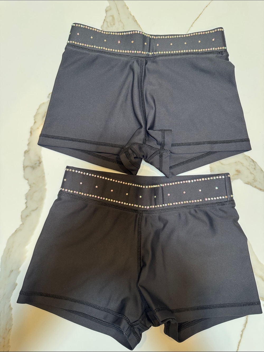 Girls bundle Black tight Shorts with Studded rhinestones Waistband Y2XS & Y3XS